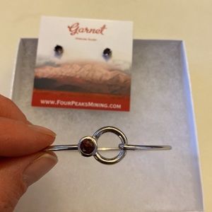 Garnet & Sterling Silver Bracelet & Earring set